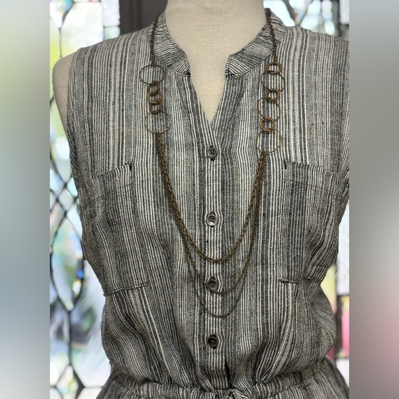 Kelly Renee Linen Blend Striped Sleeveless Romper - Picture 2 of 6